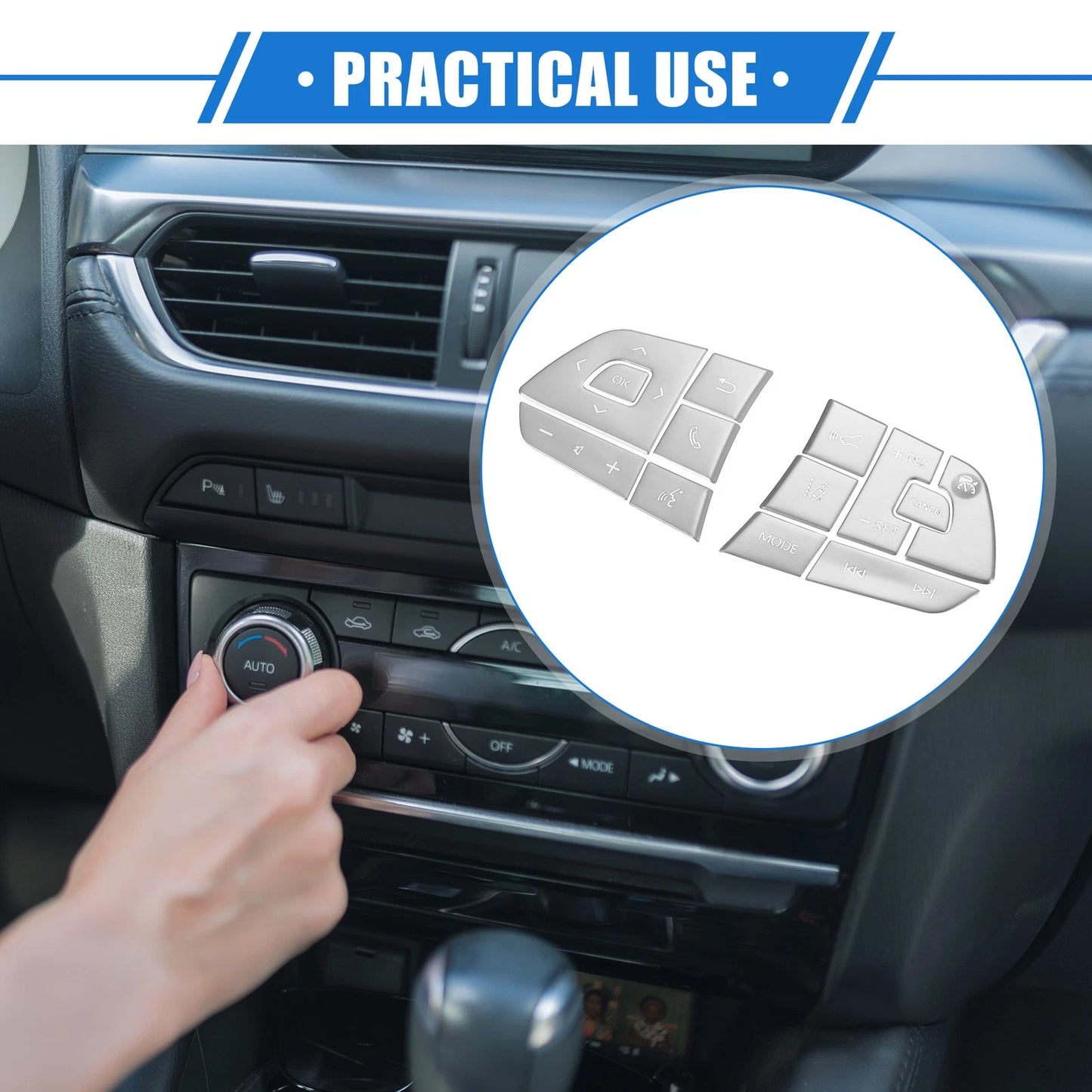 13 x Steering Wheel Switch Button Covers for Toyota Highlander (2014-2019)