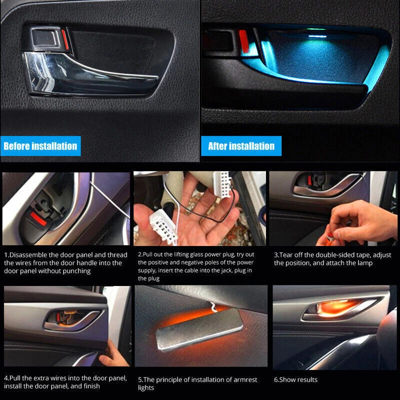 Ice Blue LED Ambient Light for Car Door Bowl Handle - Interior Accessories