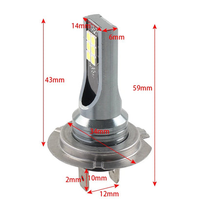 2 x H7 LED Headlight Bulbs for High Low Beam White Light for Universal