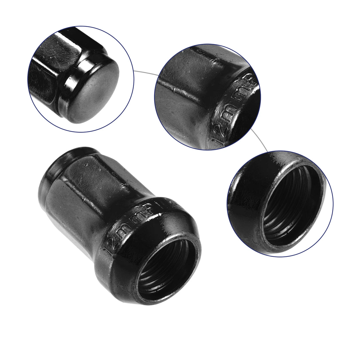 M12x1.25 Wheel Hub Lug Nuts  Black for Honda, Chevy, Nissan (various)