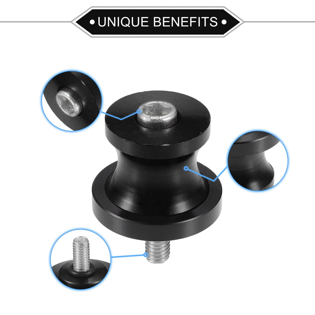 1 Pair Motorbike Swingarm Spools 10mm CNC Swing Arm Spools Slider Stand Black