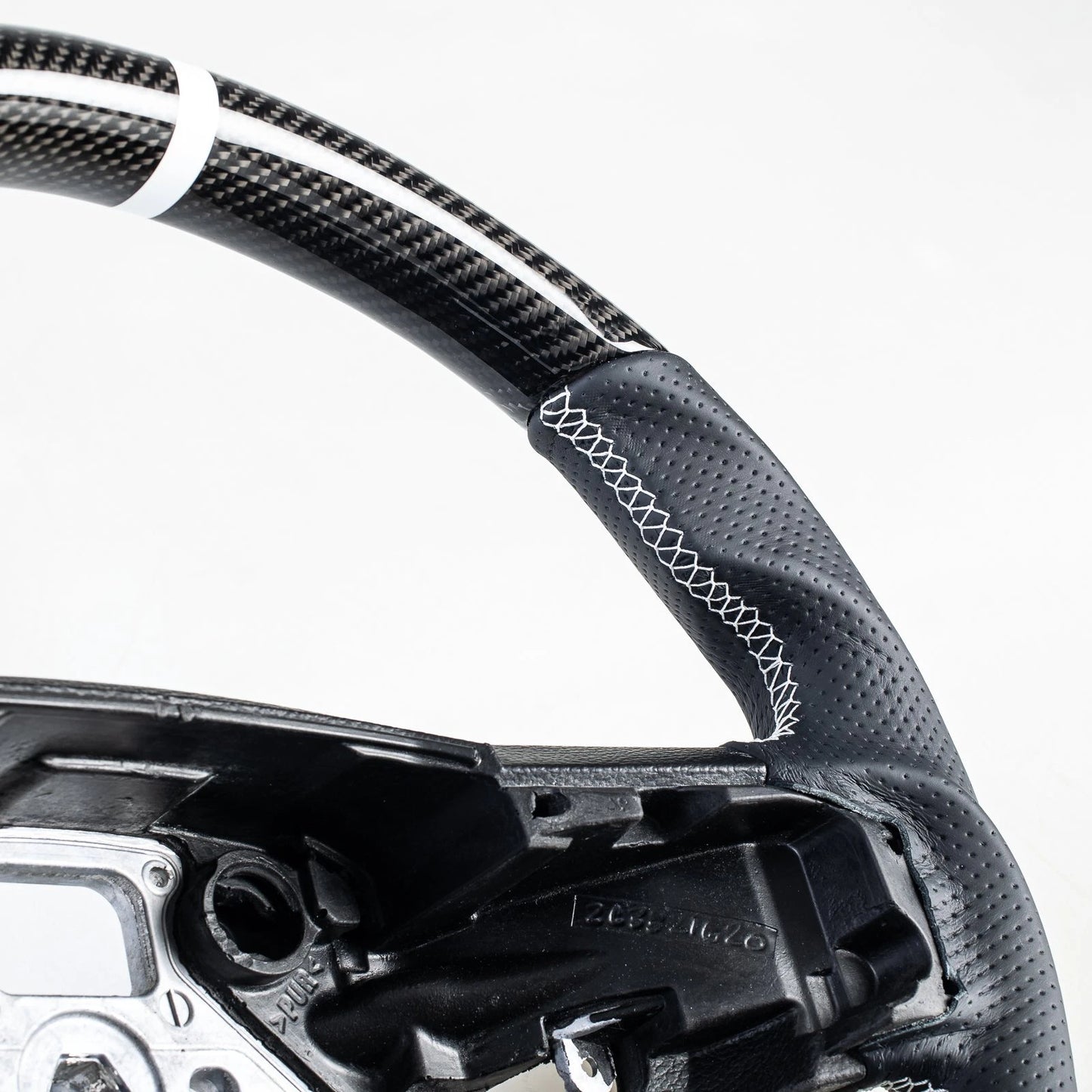 Carbon Flat Bottom Leather Steering Wheel for Ford F150 F250 F350 (15-22)
