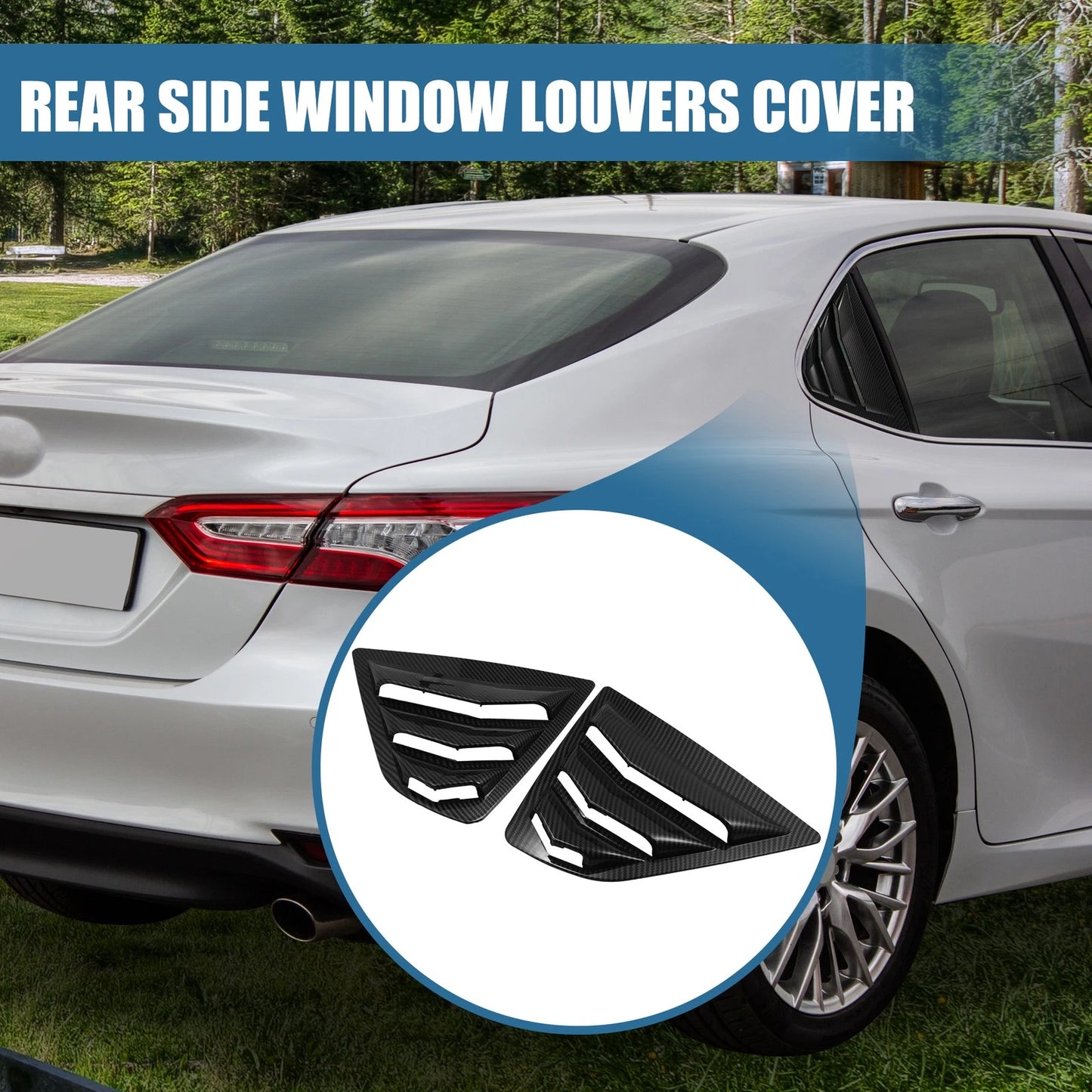1 Pair Rear Side Window Louvers Carbon Fiber Pattern Black for Toyota Camry