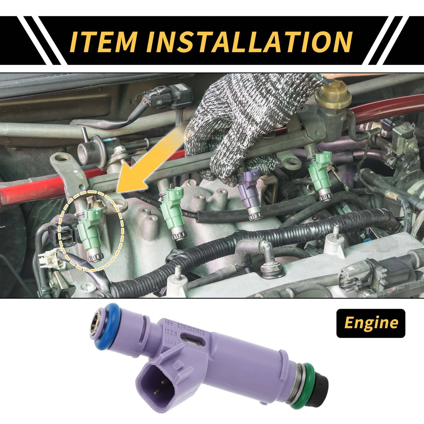 Fuel Injector Nozzle for Ford F-150 (2009-2010) 6 Holes Purple 1 Pc