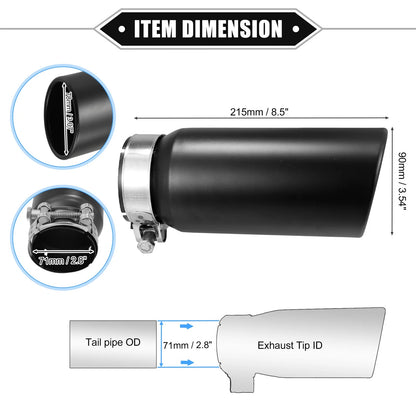 2.8" Inlet 8.5" Length Exhaust Tip Tailpipe for Toyota Tacoma (2005-2023)