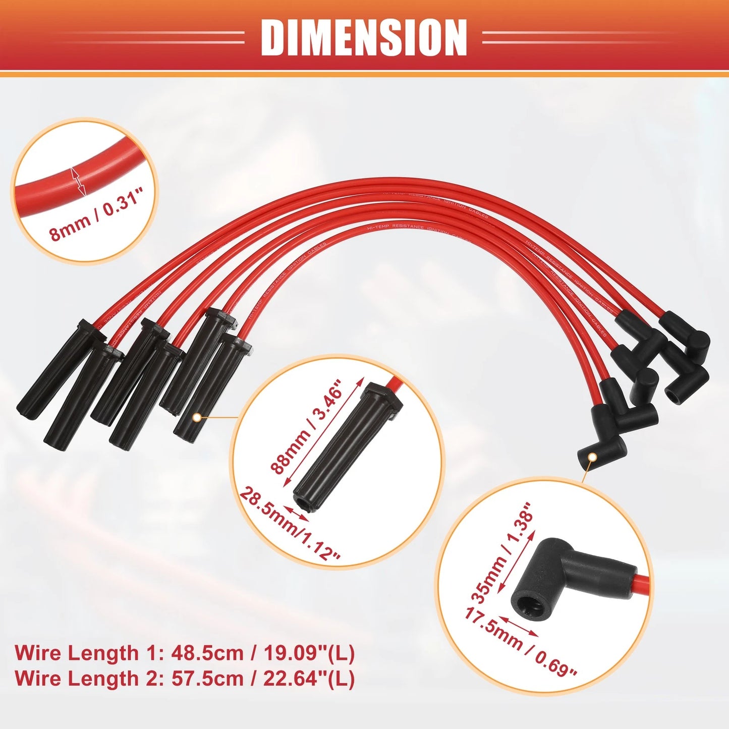 6 x Spark Plug Wire Ignition Coil Cable for Chevy 194 216 235 6-Cylinder