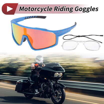 Motorcycle Riding Goggles Red Lens Blue Purple Red Frame Tri-Acetyl Cellulos PC