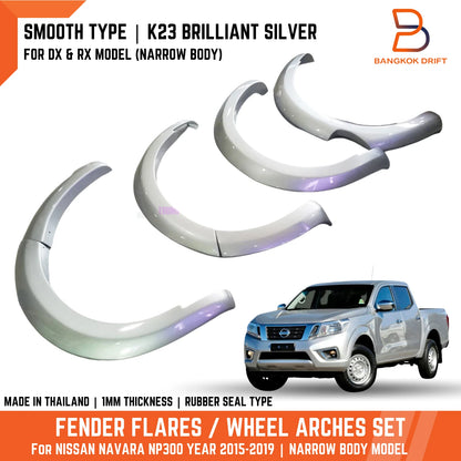 Silver Fender Flare Arch for Nissan Navara NP300 D23 2015-2019 Narrow Body
