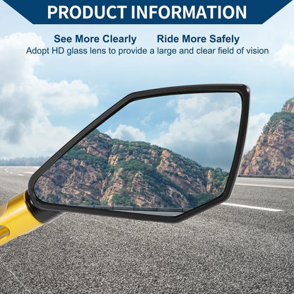 Rear View Mirror M8/M10 for Motorcycle Black Gold Tone