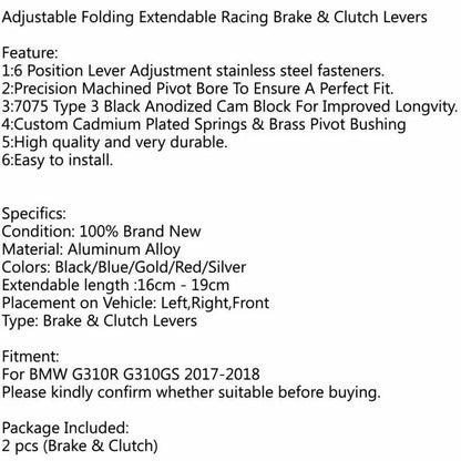 Adjustable Brake & Clutch Levers for BMW G310R G310GS (2017-2018)