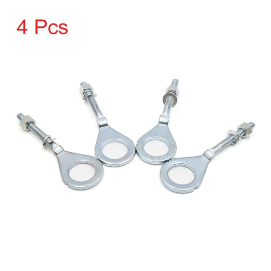 4 x 18mm Dia Hole Silver Tone Chain Axle Adjuster Tensioner for Universal