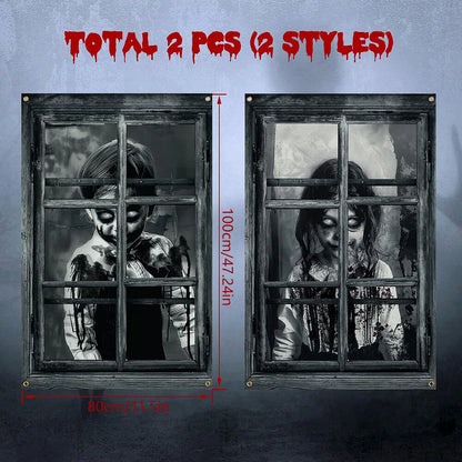 Scary Halloween Curtains for Indoor Outdoor Party Decor 80 x 120cm