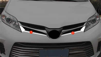 Chrome Front Upper Center Grille Lid Cover Trim for 2018-2020 Toyota Sienna 2 x pcs