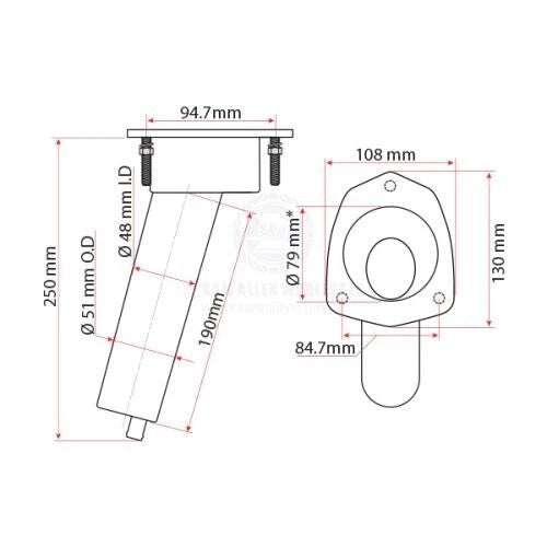 Boat Combo 15° S/S Rod/Drink Holder for Relaxn Mako Series Concealed Mount