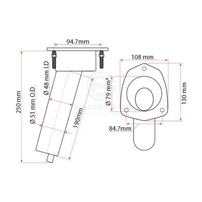 Boat Combo 15° S/S Rod/Drink Holder for Relaxn Mako Series Concealed Mount