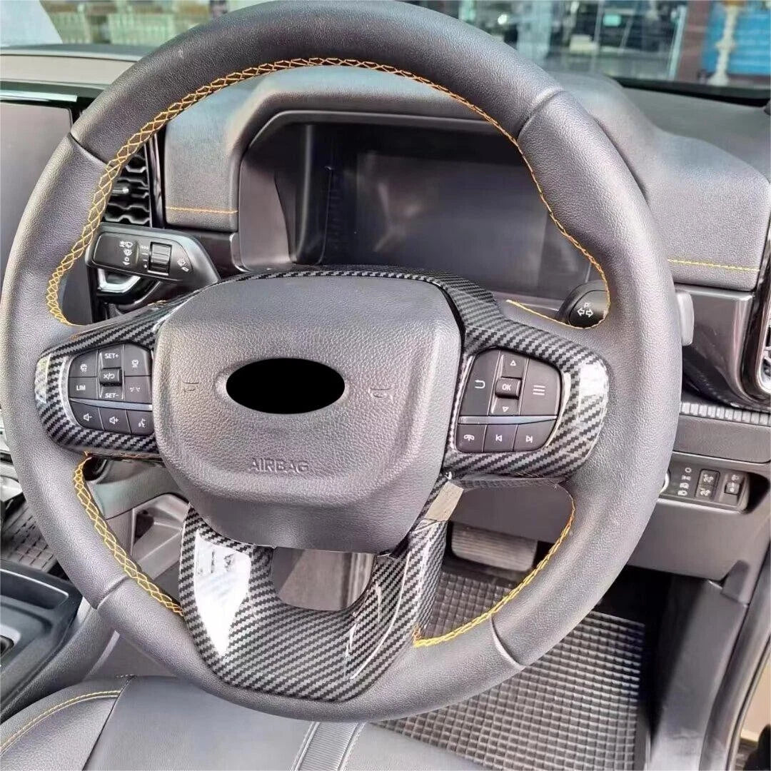 Carbon Fiber Steering Wheel Cover Trim for 2023 Ford Ranger (2023-2023)