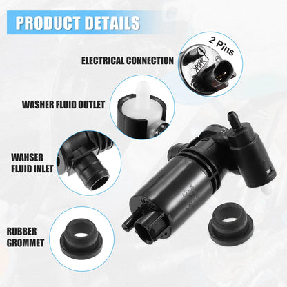 Windshield Washer Motor Pump Set with Grommet for Nissan Rogue Sport (2017-2022)