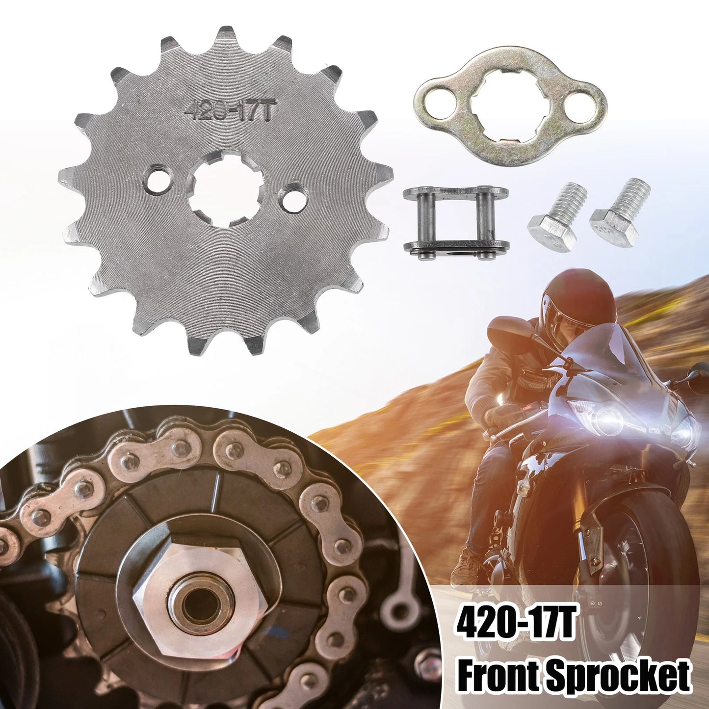 1 Set 420 17T 17mm Front Engine Sprocket for Dirt Bike Mini Bike