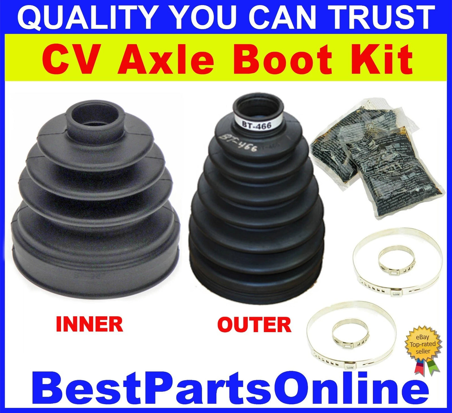 CV Axle Boot Repair Kit 2x Inner & Outer for Audi TT Quattro (2004–2006)