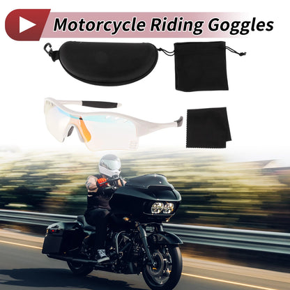 Goggles for Motorcycle Riding Light Red Lens White Frame PC TPU Sunglasses