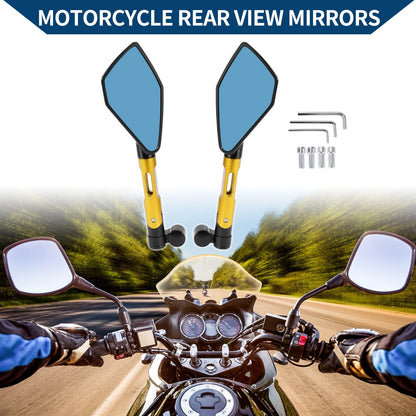 Rear View Mirror M8/M10 for Motorcycle Black Gold Tone