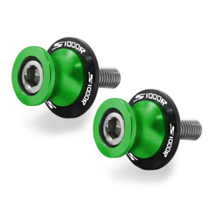 Green Swingarm Spools for BMW S1000R S1000RR (2014-2018) - 2 x M8 Stand Screws