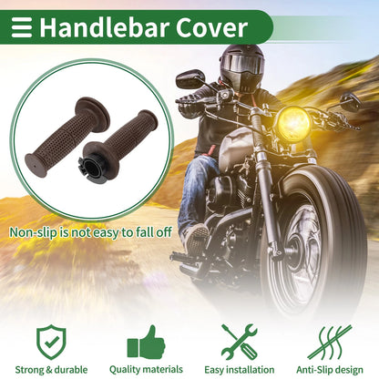 7/8in 22mm Hand Grips Cover for Motorcycle Handlebar End Grips TPU Dark Brown