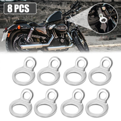 8pcs Stainless Steel Motorcycle Tie Down Anchor Hooks Strap Rings Silver Tone