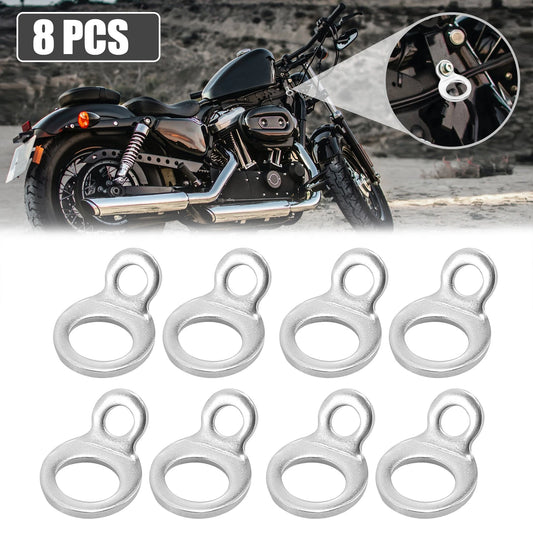 8pcs Stainless Steel Motorcycle Tie Down Anchor Hooks Strap Rings Silver Tone