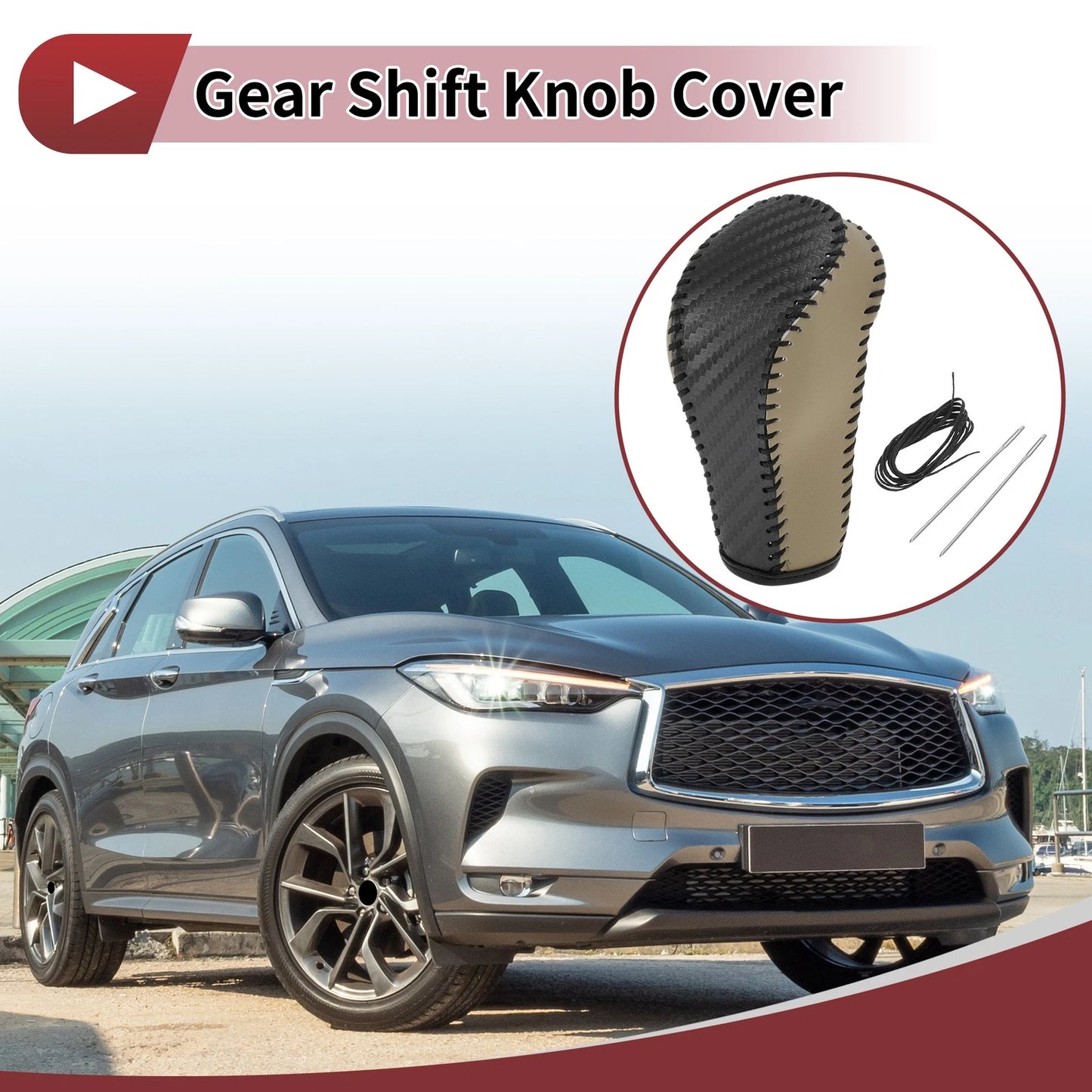 1 Pc Gear Shift Knob Cover for G35 (2007-2008) Faux Leather Black Beige