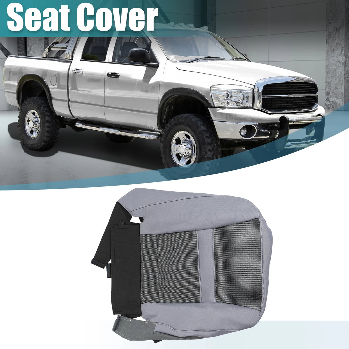 Gray Driver Side Bottom Cloth Seat Cover for Dodge Ram 1500-3500 (2006-2009)