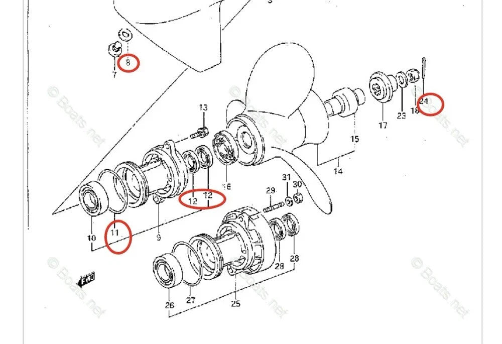 Lower Unit Gearcase Seal Kit for Suzuki Marine DT 8/9.9
