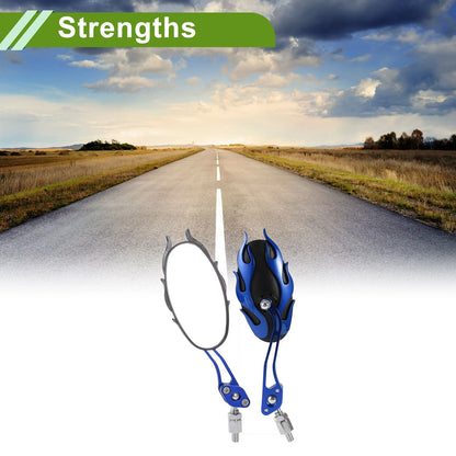 M8/M10 Rear View Mirrors Oval Shape Blue Aluminum Alloy Plastic 1set