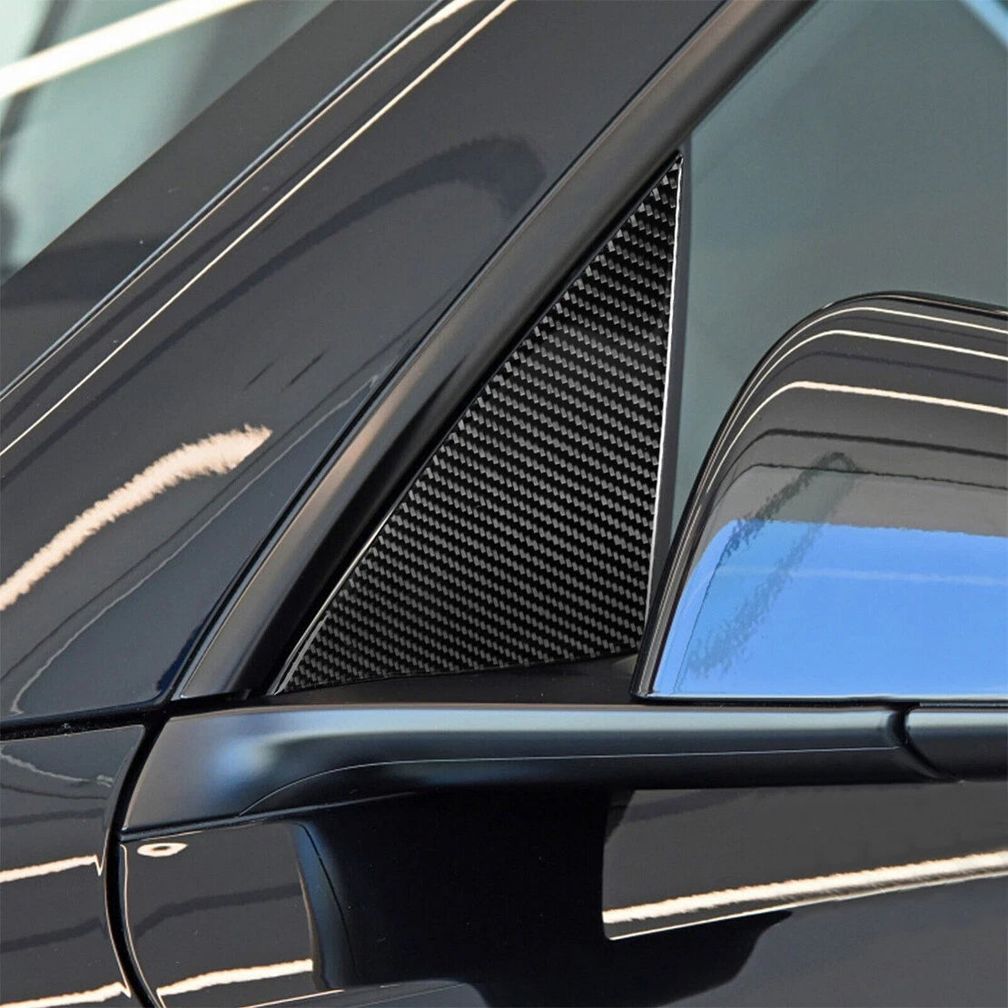 Triangle Carbon Fiber A-Pillar Decal Trims for Tesla Model Y (2020-2023)