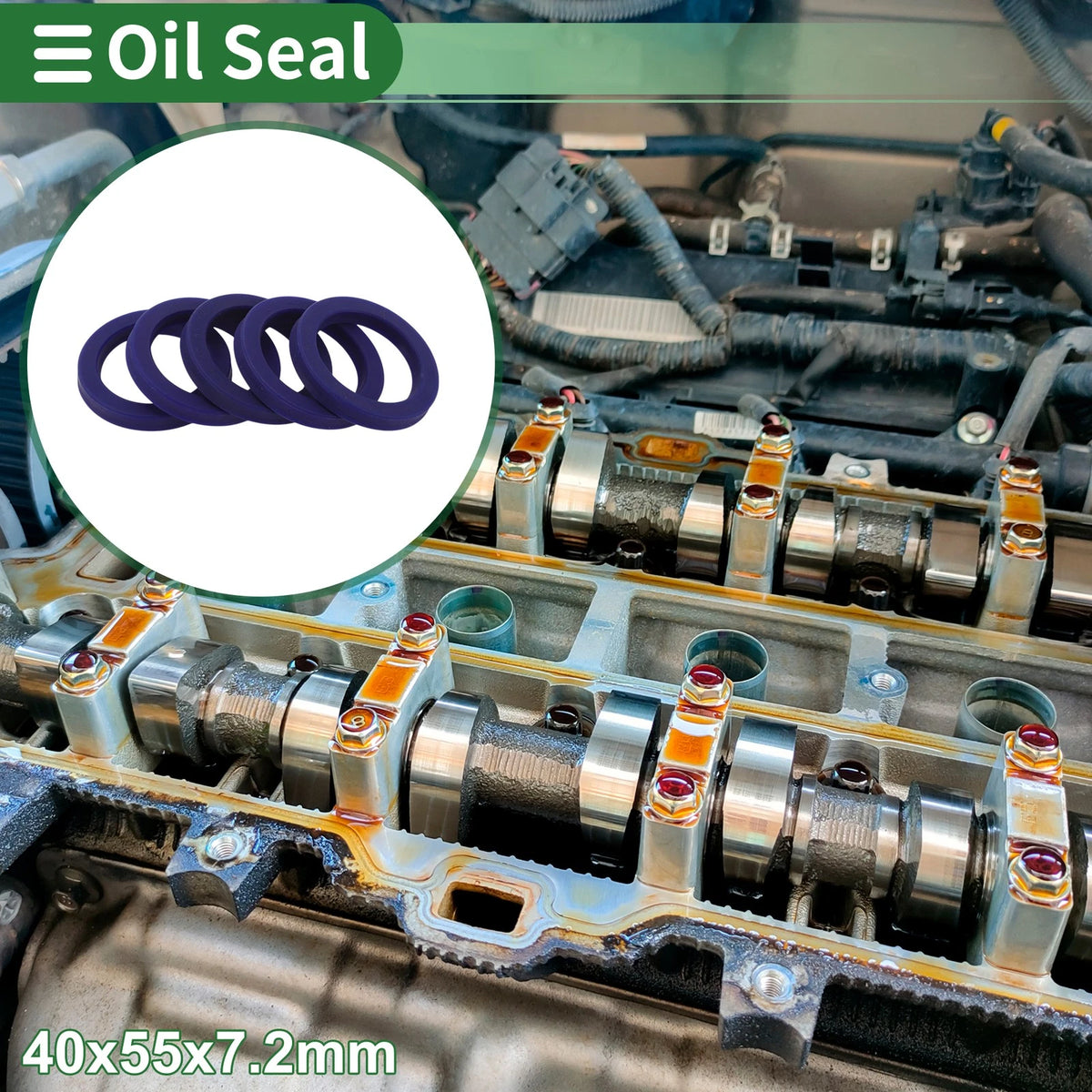 Oil Seal TPU 40x55x7.2mm High-Pressure Blue 5 Pcs for MakeModel