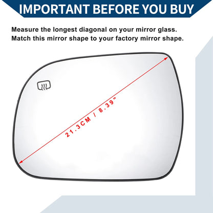 Heated Left Side Mirror Glass for Toyota Sienna (2011-2019)