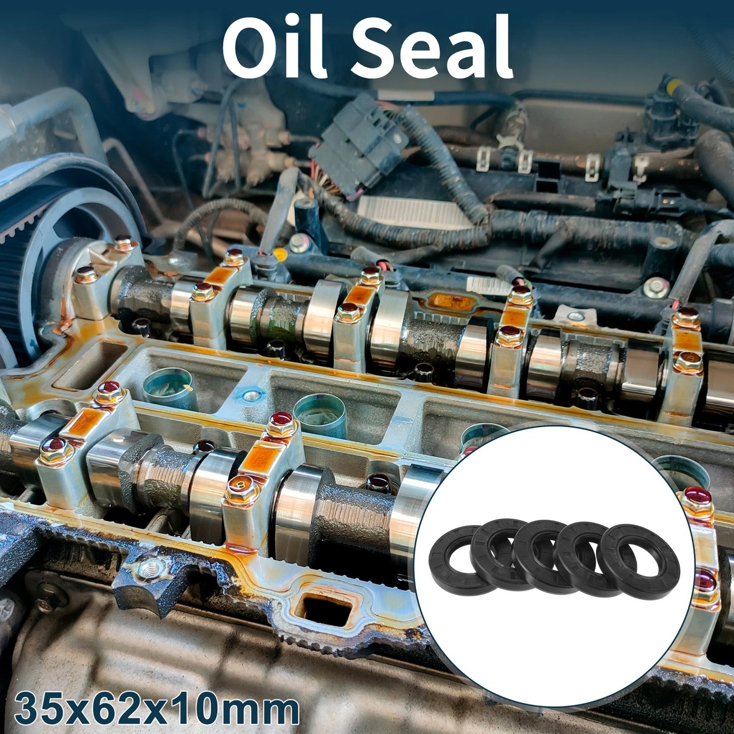 Oil Seal / 35x62x10mm / NBR Black Rotary Shaft Seal 5Pcs for All Makes