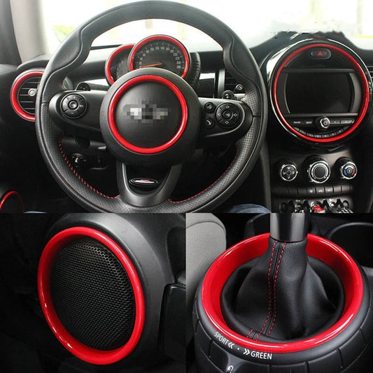 11pcs Red Dashboard Ring Covers for BMW MINI Cooper F55 F56 (2014-2023)