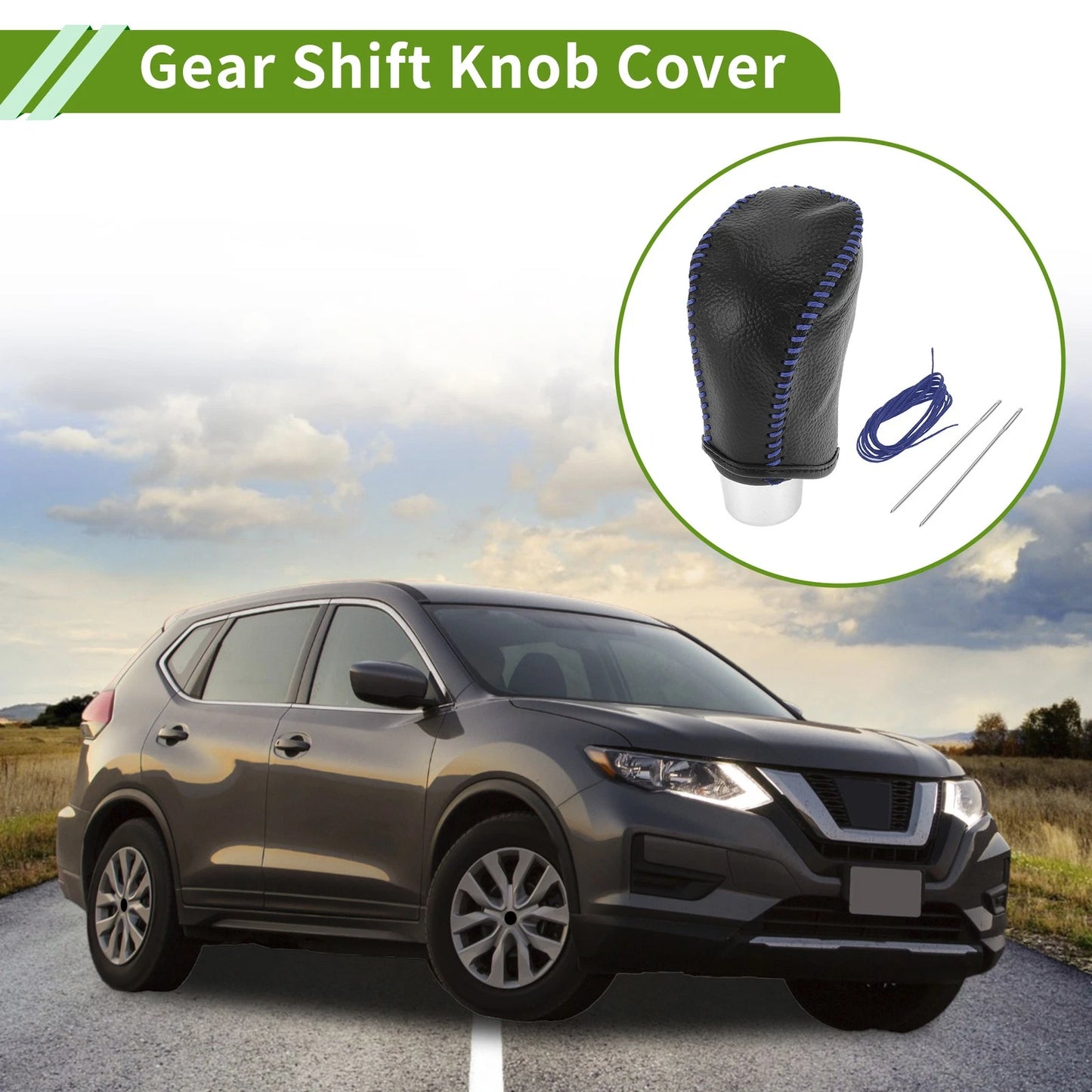 Nissan Rogue Gear Shift Knob Cover 2017-2020 Pebbled Black Blue