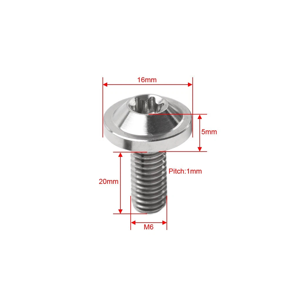 6 x M6x20mm Titanium Alloy Torx Head Bolts for Bike Motor