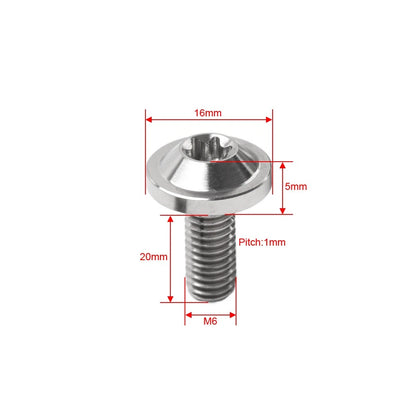 6 x M6x20mm Titanium Alloy Torx Head Bolts for Bike Motor