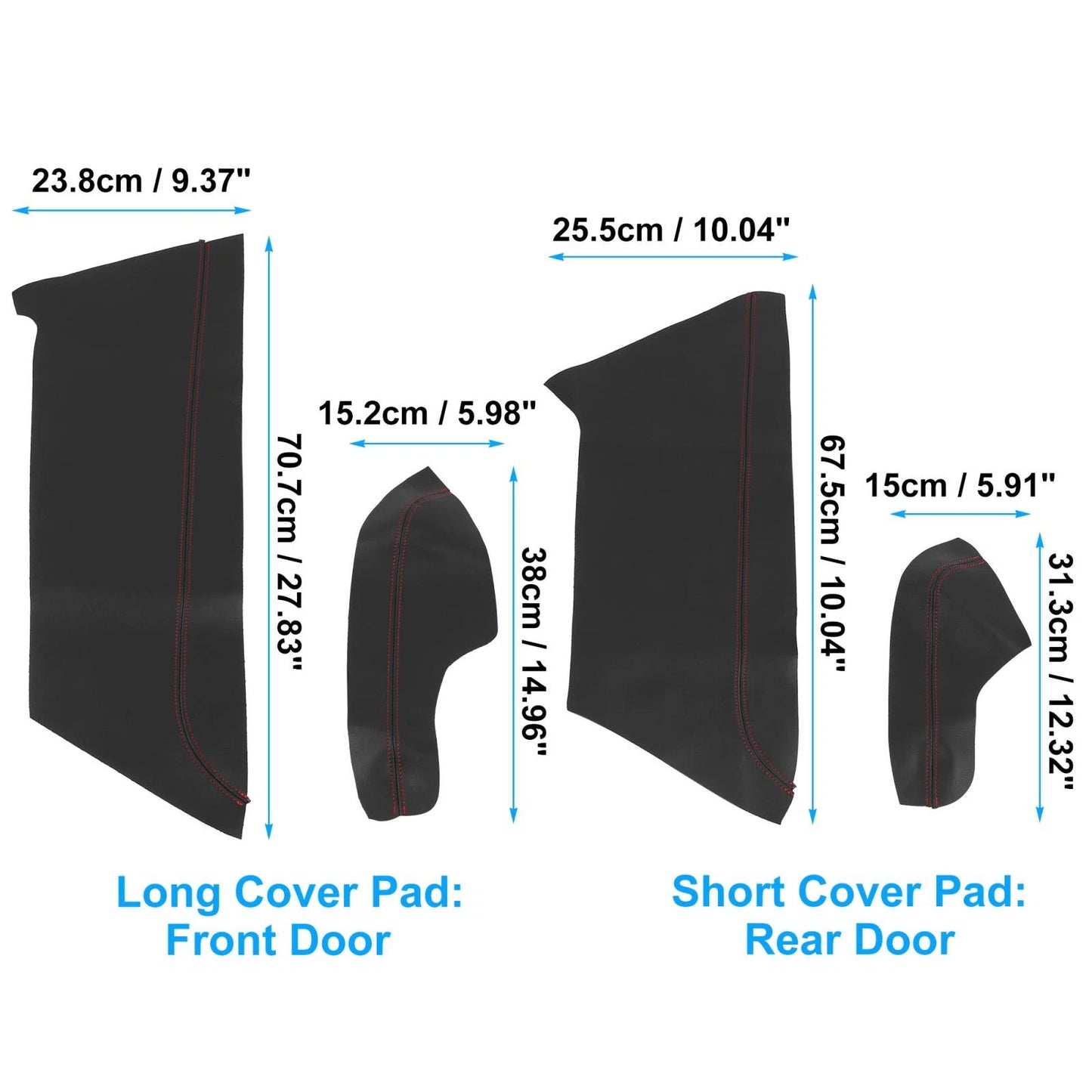 8 Pcs Door Panel Armrest Covers for Honda Civic (2016-2020) Black Red Line