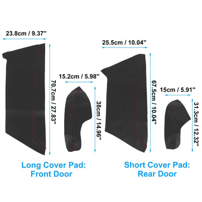 8 Pcs Door Panel Armrest Covers for Honda Civic (2016-2020) Black Red Line