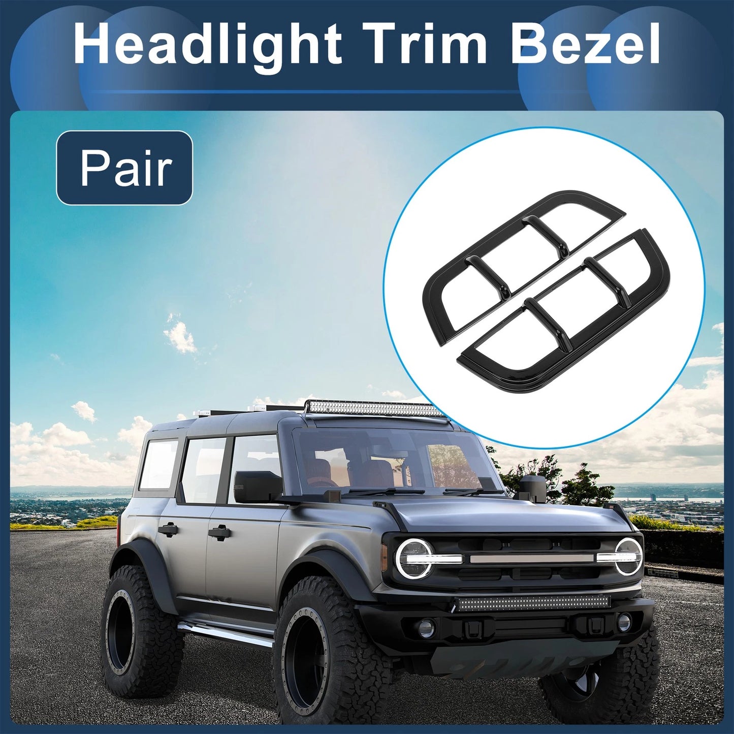 Headlight Trim Bezels for Ford Bronco  - 2 x Front Left & Right