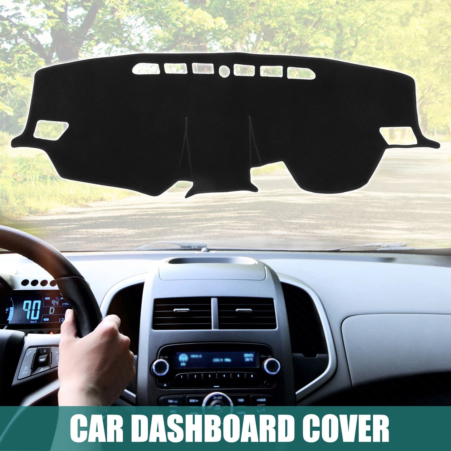Dashboard Cover Black Polyester Mat Protector for TOYOTA Rise (2019–2023)