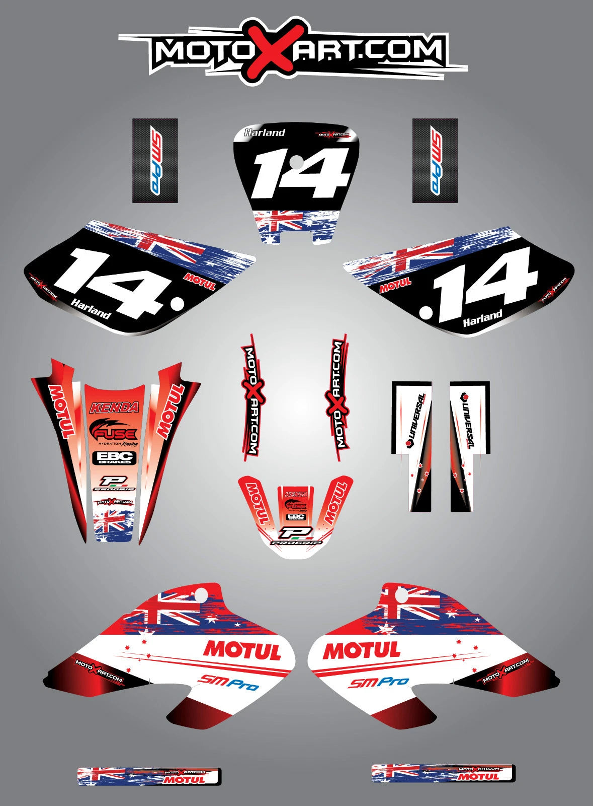 AUSSIE PRIDE Custom Graphic Kit for Honda XR 80 (2001-2004) Stickers