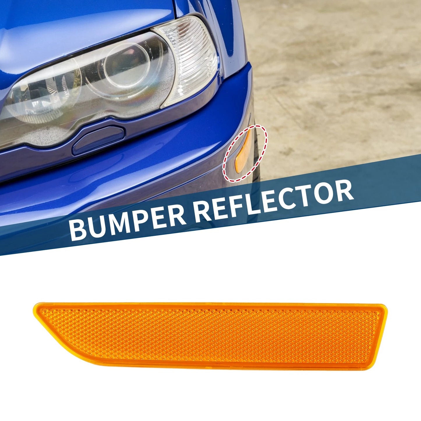 Bumper Reflector for BMW X3 2007-2010 Yellow 1 x Front Left