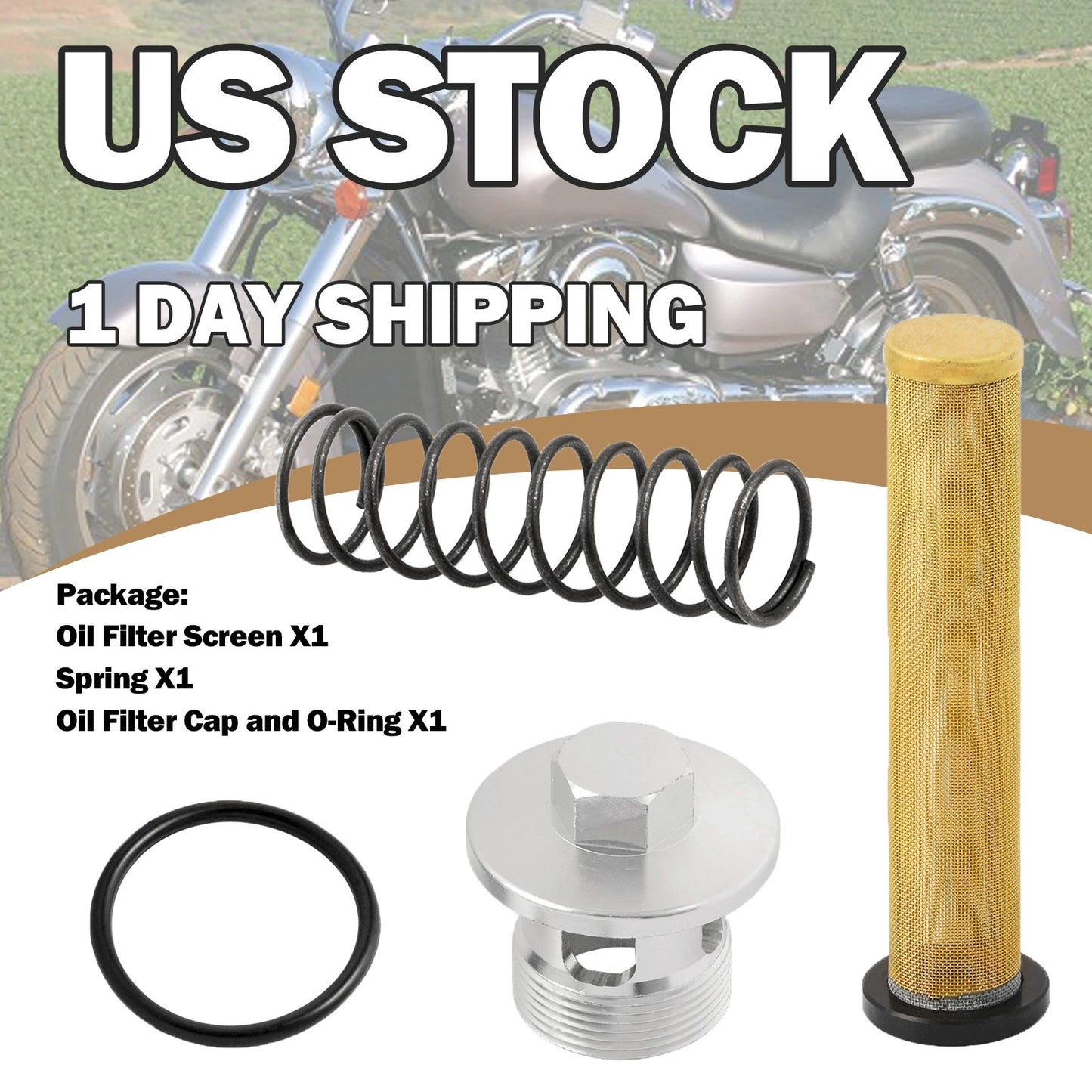 OIL FILTER SCREEN W CAP SPRING for Kawasaki Vulcan 1600 VN1600 A/B/D/G 2003-2008