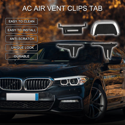 AC Air Vent Clips for BMW Black Silver Tone Left Right Front Center