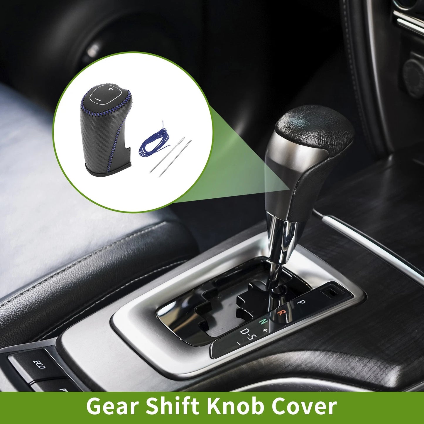 Gear Shift Knob Cover for Chevrolet Malibu (2016-2020) Black Carbon Fiber Blue